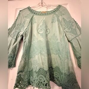 Democracy Light Green Lace Blouse